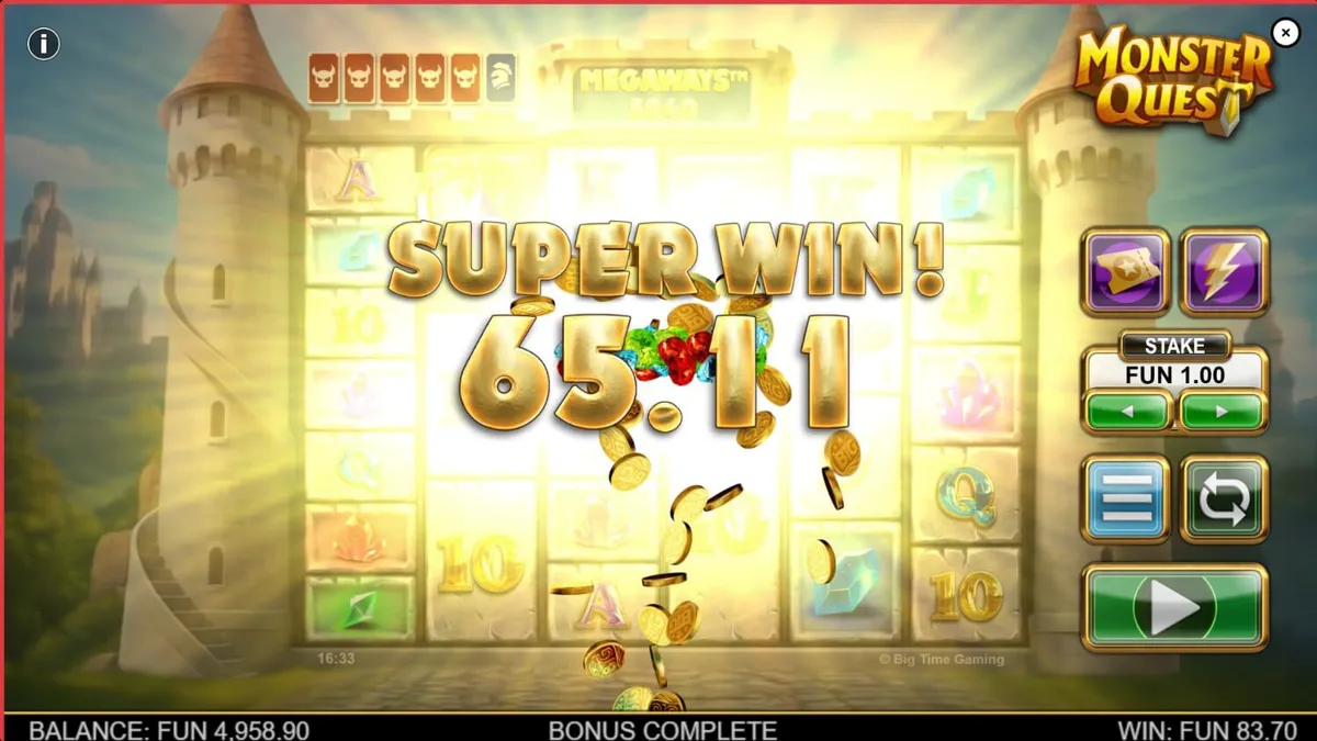 Ksatria berhadapan dengan monster di slot Monster Quest